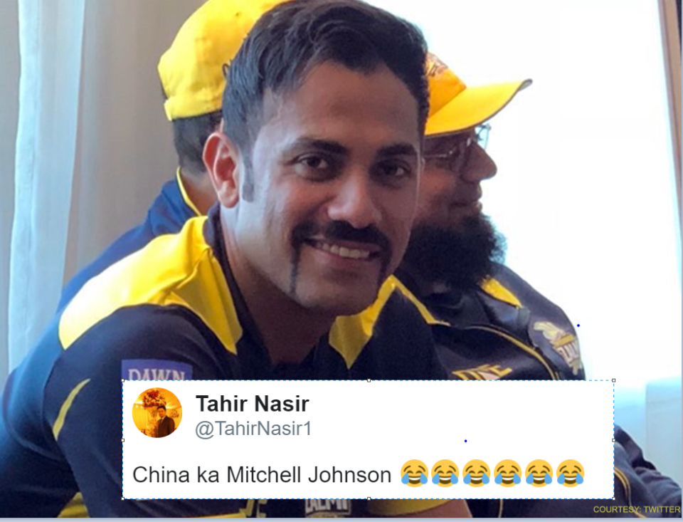 Fans compare Wahab Riaz's new moustache look to Mitchell Johnson.