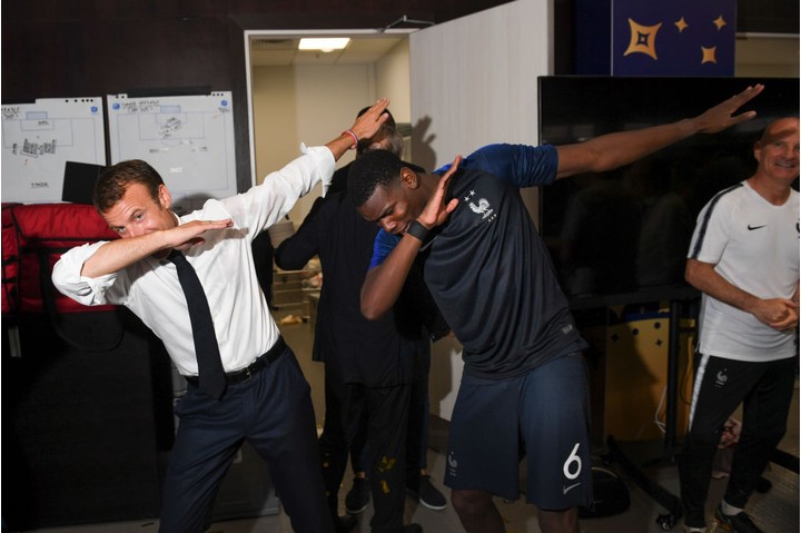 Video: President Emmanuel Macron dabs and celebrate after France win WC