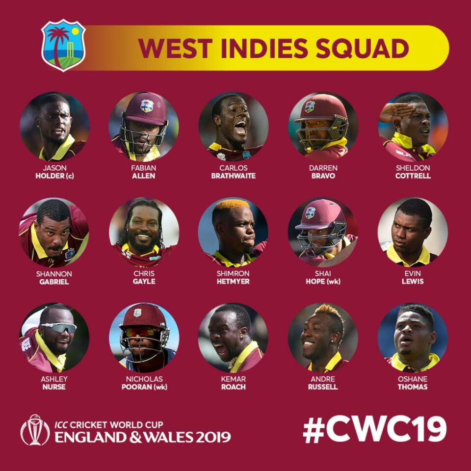 West Indies squad for 2019 World cup announced, two veteran hard hitters included