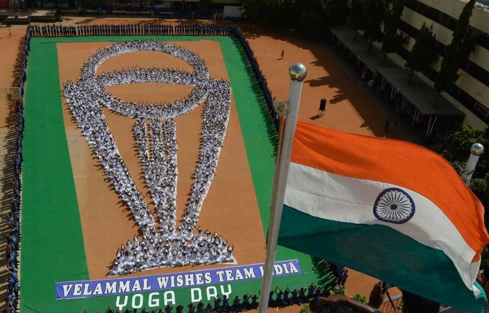 International Yoga Day: Chennai students perform yoga to form World Cup trophy