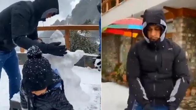 Video: MS Dhoni enjoys snowfall with daughter Ziva