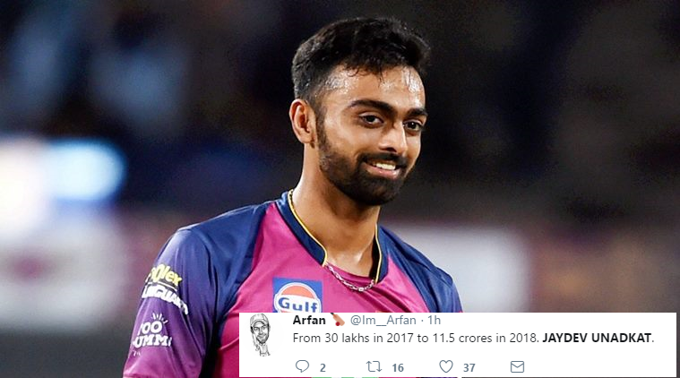 Twitter go crazy as Jaydev Unadkat becomes the costliest Indian buy