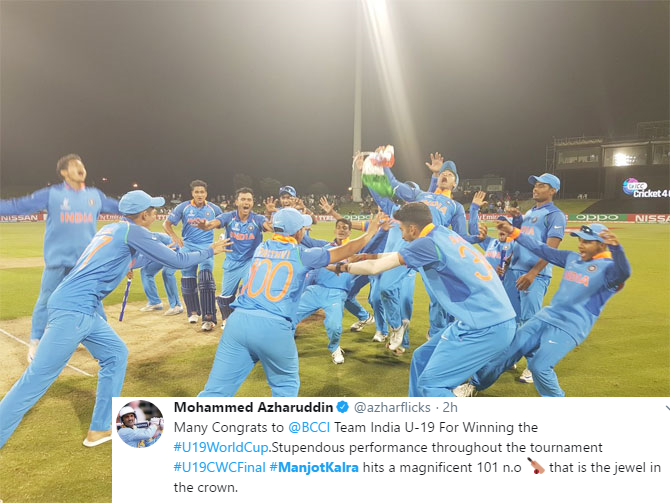 Cricketers react on India's dominant display in U19 CWC final.