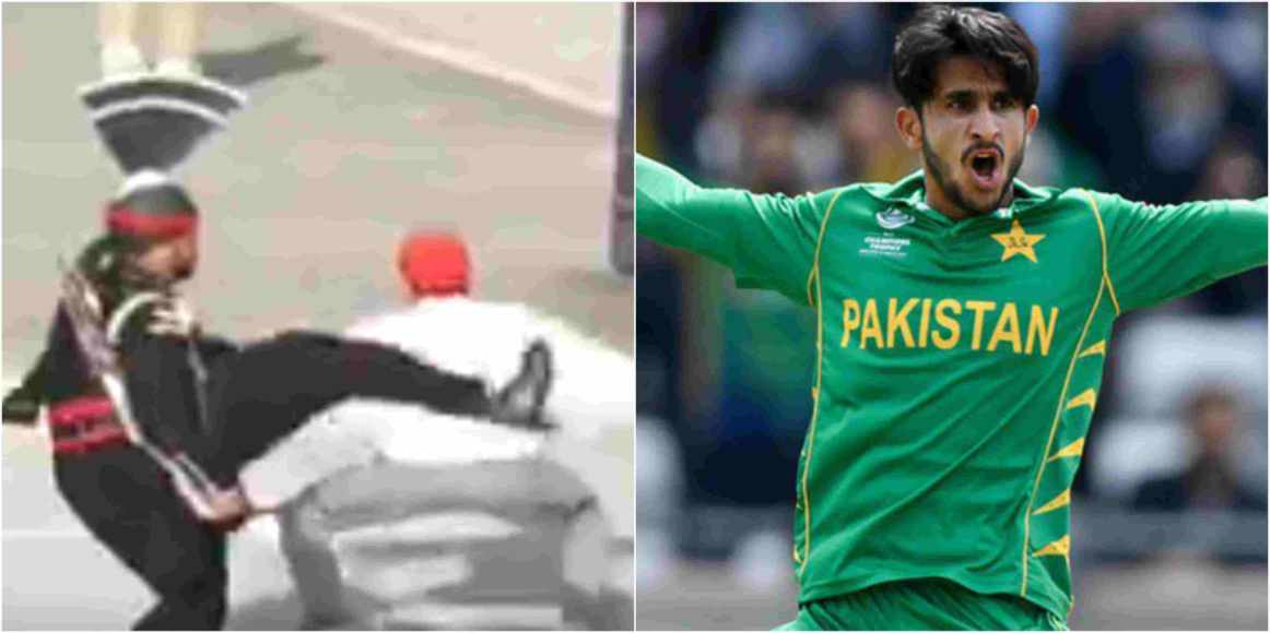 Video: Pakistani pacer Hassan Ali's signature wicket-celebrating step at the Wagha Border