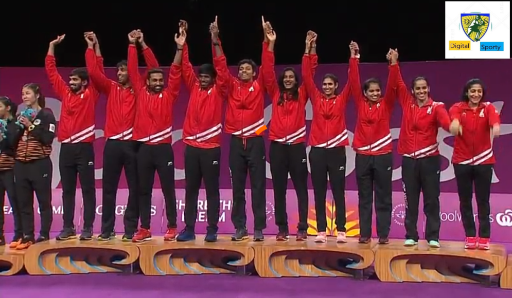 Image Slideshow: India celebrates after winning gold in mixed badminton team events at Gold Coast CWG.