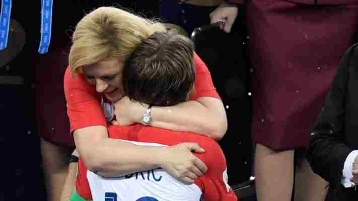 President Kolinda hugging Croatian captain Luka Modric . Credits: AFP