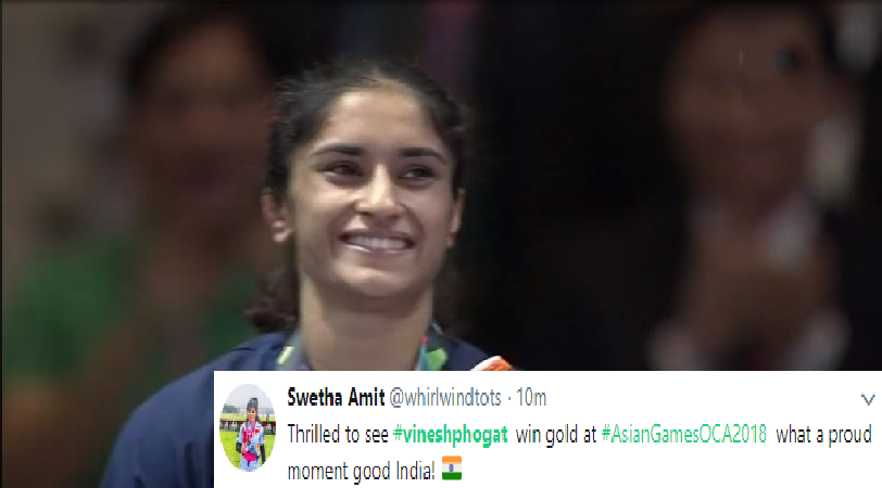Asian Games 2018: Best reactions after Vinesh Phogat wins gold in women's 50kg freestyle wrestling