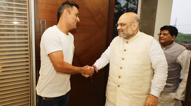 BJP President Amit Shah meets MS Dhoni in Delhi. Watch photos- Digitalsporty