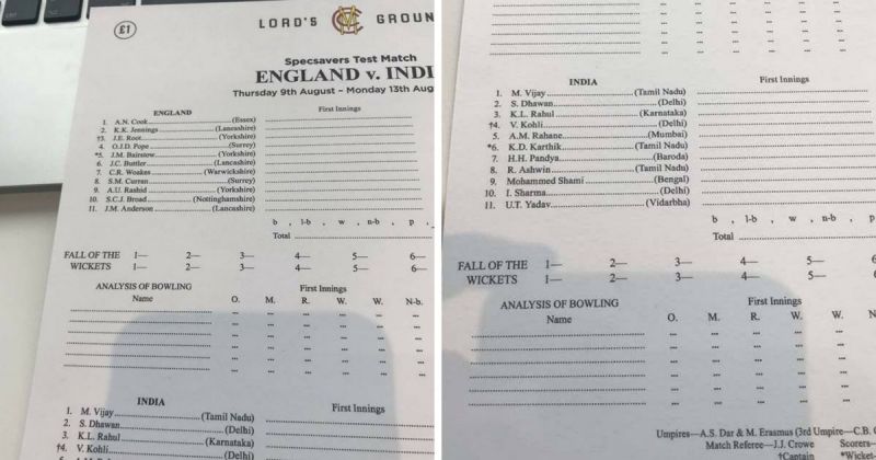 Playing 11 of India and England leaked for second test at Lords