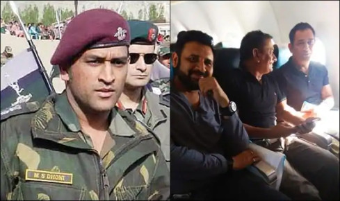 Exclusive pictures of MS Dhoni in Kashmir bound flight to join Indian army