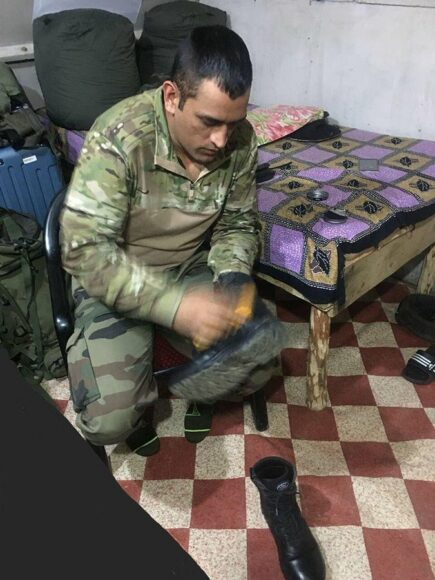 In pic: Lieutenant Colonel MS Dhoni polishes shoes in his Army Battalion camp is heartwarming